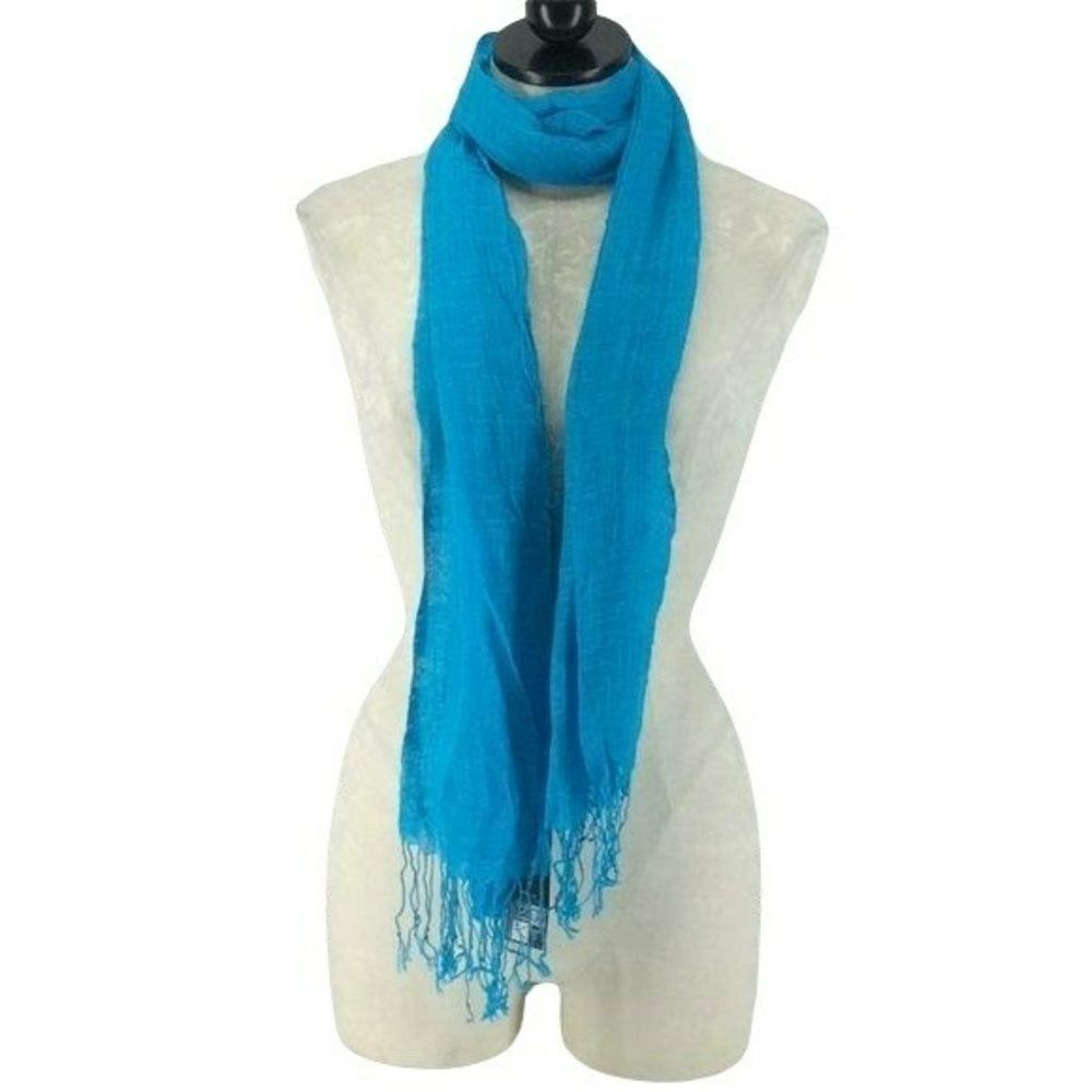 Berkshire Fashions blue sheer lightweight Wrap accessory Scarf 18x64